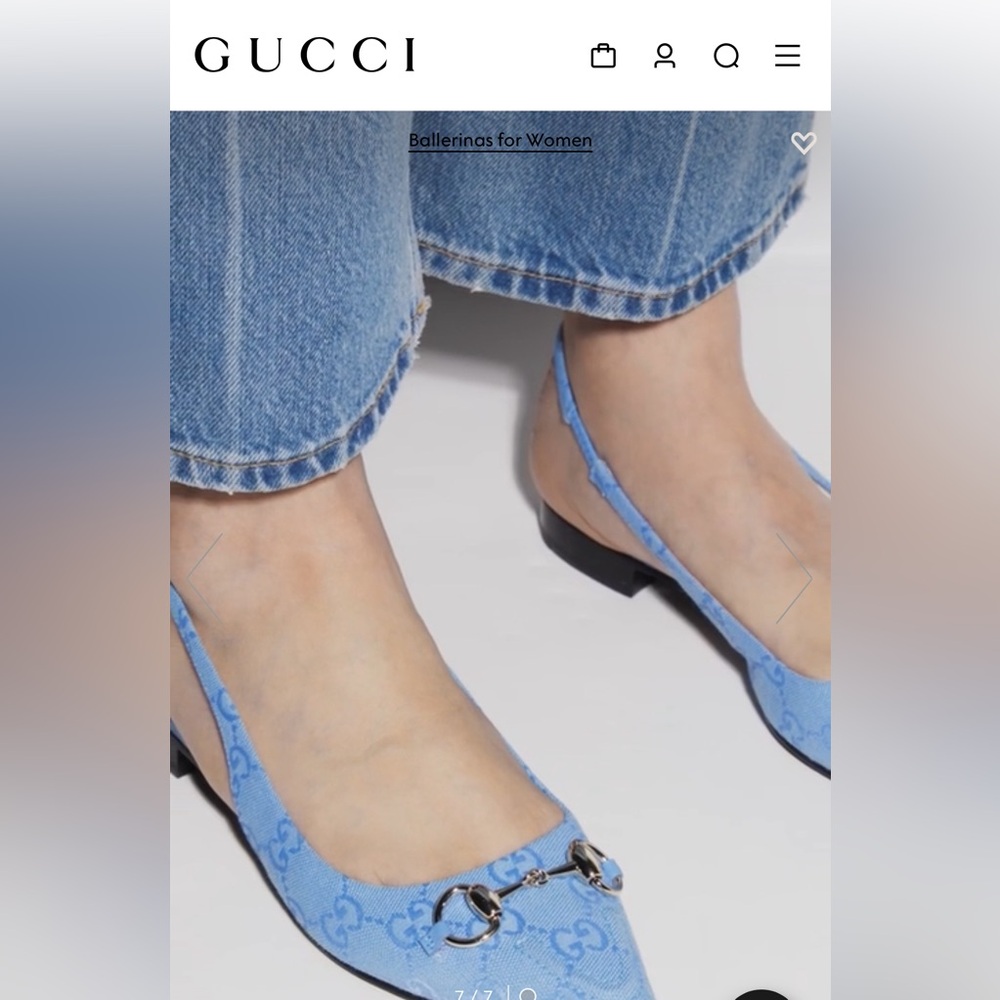 Gucci 2024 GG ballet flats slingbacks in light blue canvas, 9